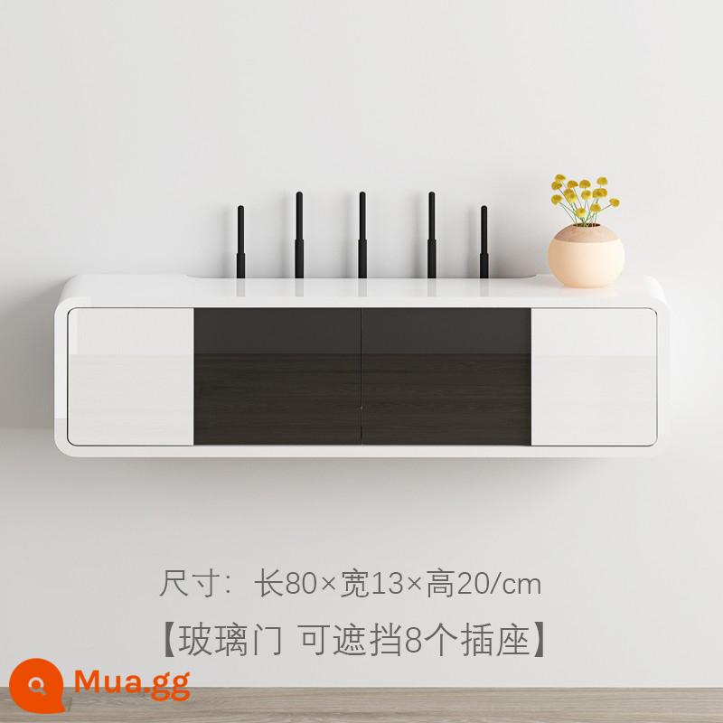 Hộp Set-Top Wifi Bộ Định Tuyến Hộp Bảo Quản Miễn Phí Đấm Tường Tủ Tivi Dây Ổ Cắm Bao Kệ Trang Trí - 80/trắng ấm/siêu mỏng