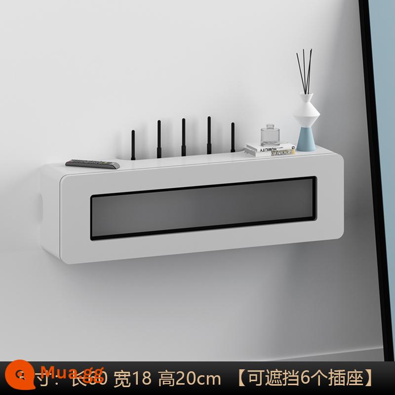 Hộp Set-Top Wifi Bộ Định Tuyến Hộp Bảo Quản Miễn Phí Đấm Tường Tủ Tivi Dây Ổ Cắm Bao Kệ Trang Trí - Cửa kính/màu trắng ấm áp [dài 60xrộng 18xcao 20] cm