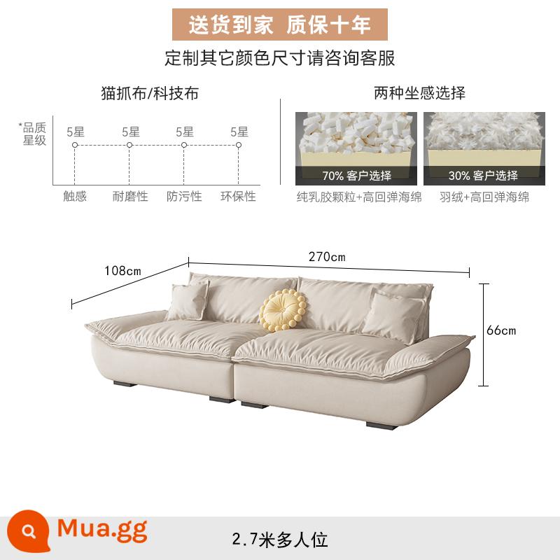 baxter thuyền buồm sofa xuống vải công nghệ 2023 phòng khách mới 4 người phong cách kem đơn giản hiện đại - Thêm 2,7 mét chỗ ngồi