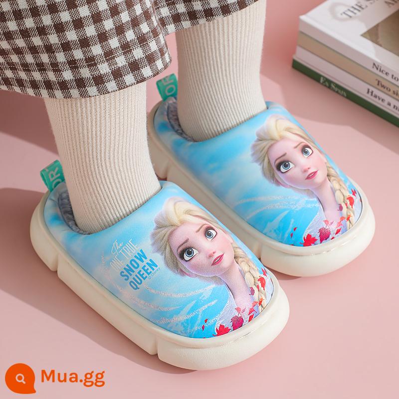 Disney Esha Children Cotton Slipper Girl Baby Baby Winter trong nhà chống lại dép dày và ấm - Elsa☆Đôi Dép Màu Xanh