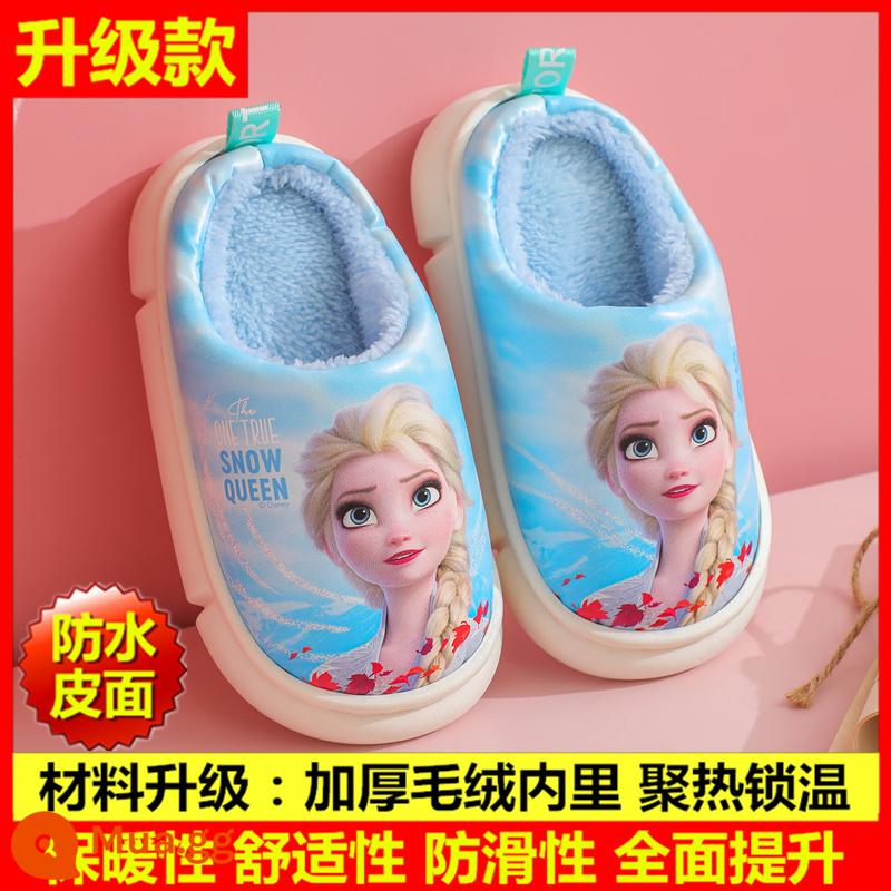 Disney Esha Children Cotton Slipper Girl Baby Baby Winter trong nhà chống lại dép dày và ấm - Dép Elsa★Blue [Nâng cấp chất liệu]