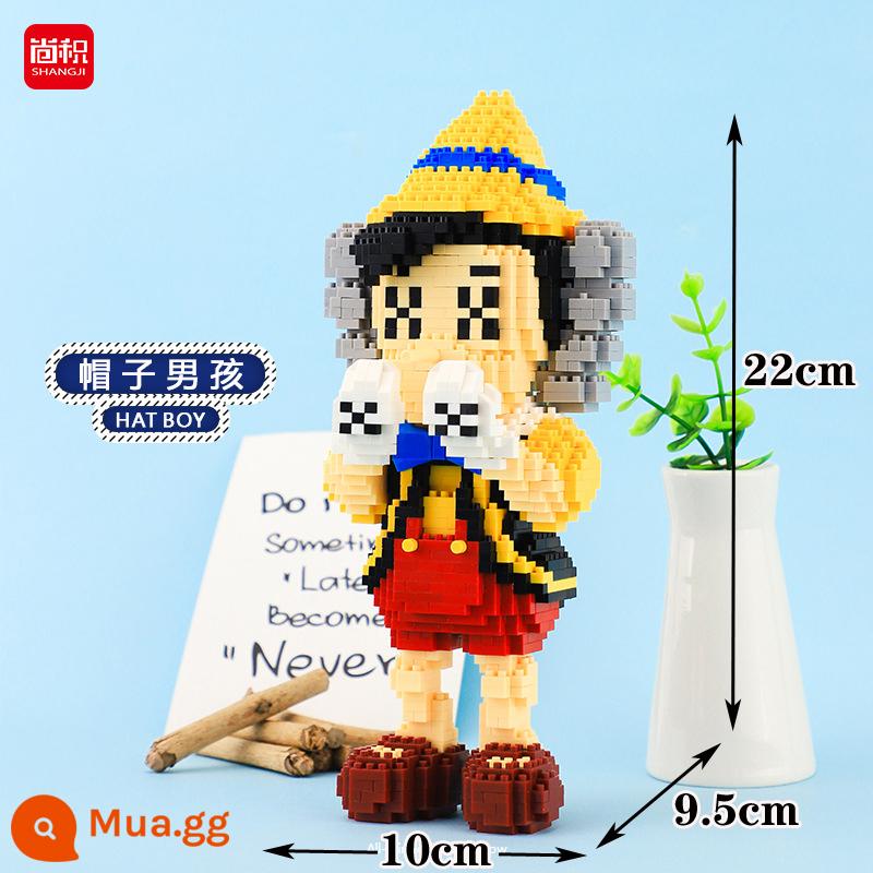 Loạt Vi Hạt Lego Khối Xây Dựng Người Lớn Mô Hình Lắp Ráp Trang Trí Tự Làm Đồ Chơi Thủ Công Bé Trai 3D Xếp Hình Ba Chiều - 21851-cậu bé mũ