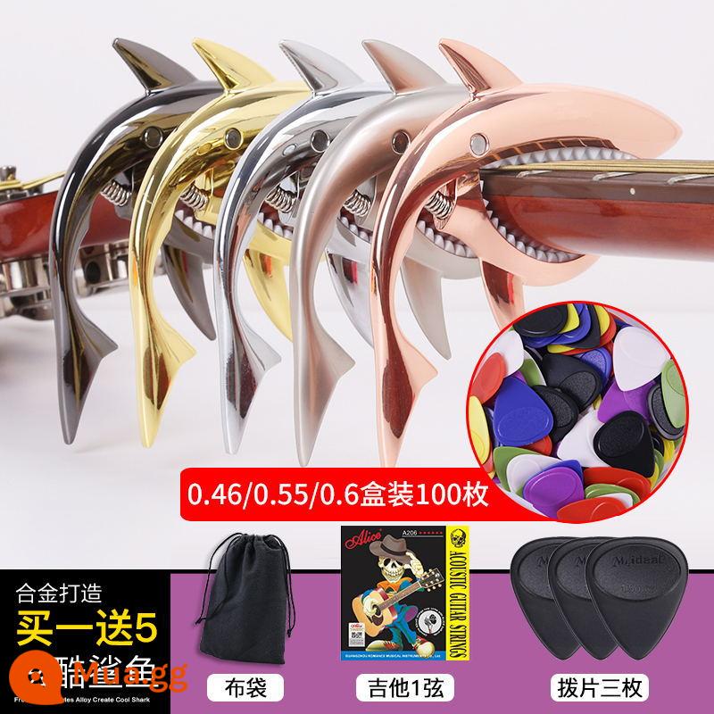 Kẹp chuyển vị cá mập có giá trị cao cá tính nâng cao chuyển vị bài hát dân gian clip guitar chuyển ngữ đặc biệt clip phụ kiện đàn ukulele - Shark (mặc định màu đen) tặng quà +0.46/0.55/0.6, 100 miếng trong hộp