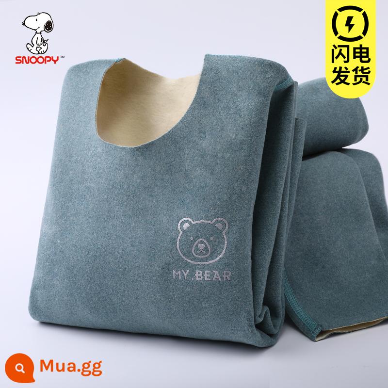 Snoopy quần áo mùa thu trẻ em quần vệ sinh cơn sốt bé trai quần lót cotton Plus nhung dày dặn bé trai lớn giữ ấm - Winnie the Pooh (xanh malachite)