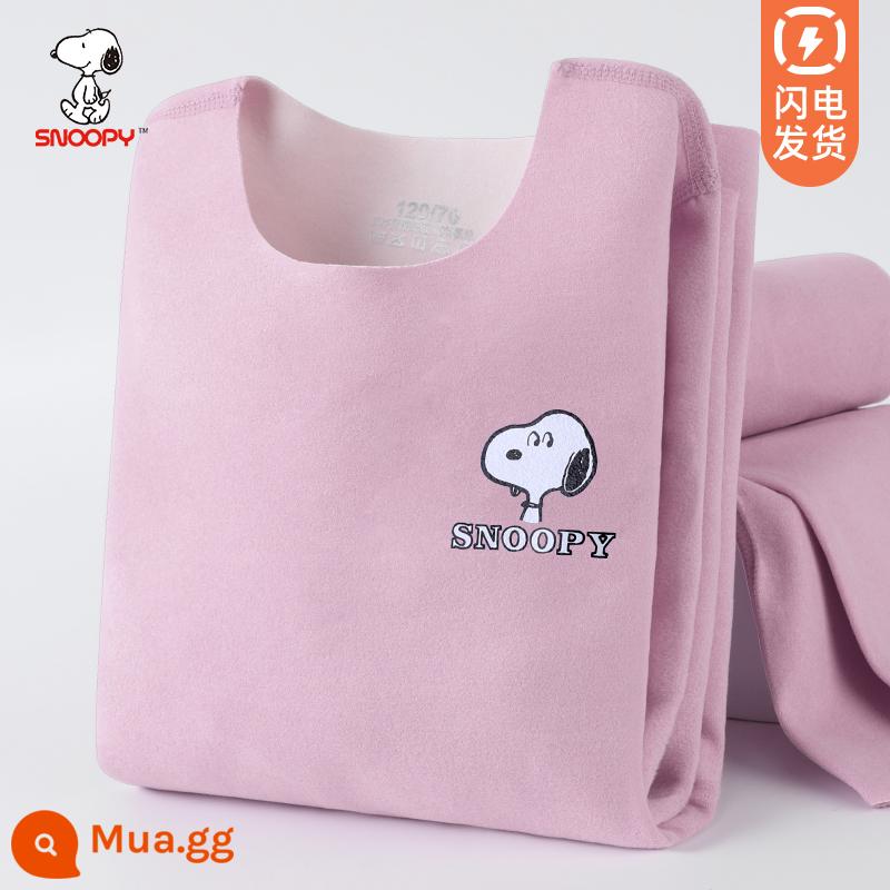 Quần áo mùa thu và quần vệ sinh trẻ em Snoopy quần lót sưởi ấm cho bé gái tất cả cotton cộng với nhung dày giữ ấm cho bé gái và trẻ lớn - Snoopy (tím nhạt)