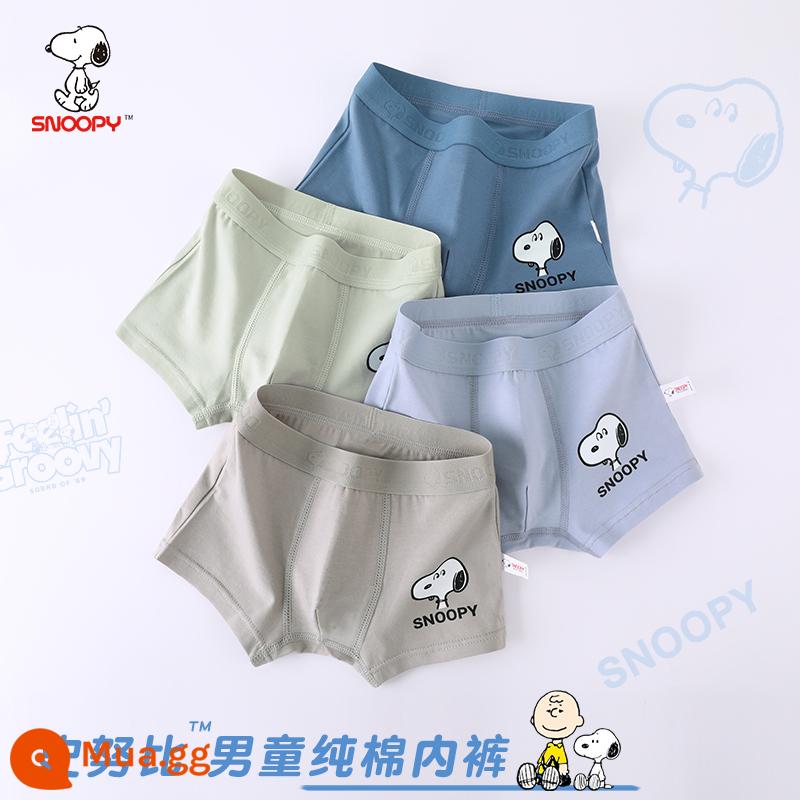 Quần lót trẻ em bé trai bé quần cotton trẻ em 100% cotton cotton 100% modal boy quần đùi bé trai lớn - G588 Snoopy (cotton nguyên chất không pp kháng khuẩn) 4 đôi