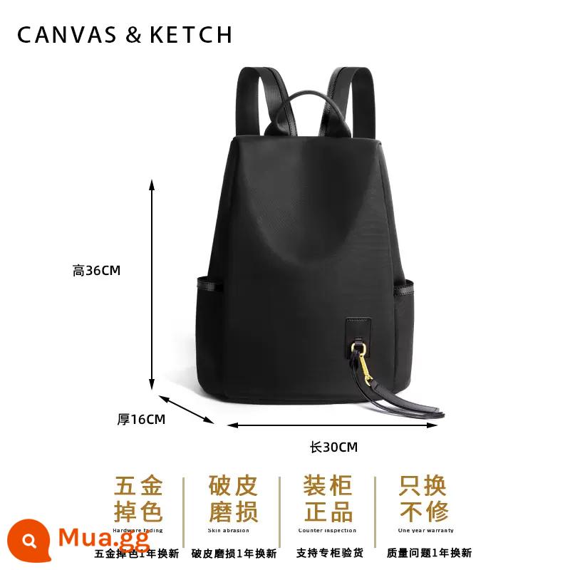 Ba Lô Canvas & Ketch Nữ 2023 Mới Hợp Thời Trang Và Đa Năng Ba Lô Vải Oxford Dung Tích Lớn Túi Du Lịch Thông Thường - [Túi trước có mặt dây chuyền 2175] Đen tuyền