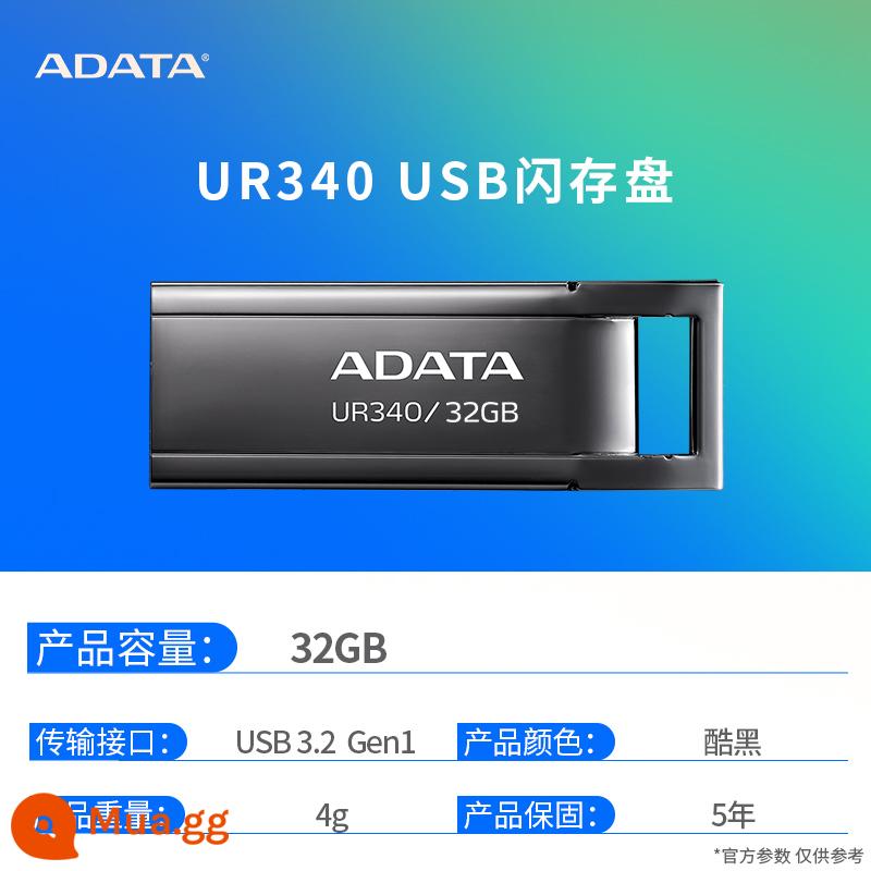 Ổ đĩa flash USB ADATA 16G/32G/64G hệ thống ô tô Ổ đĩa U USB đĩa di động kim loại chính hãng dung lượng lớn tốc độ cao - UR340/32GB (mẫu kim loại mini 3,2)