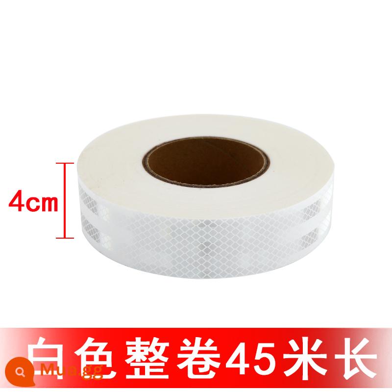 Cột nâng giao thông rộng 4CM giấy dán siêu phản quang ban đêm làm nổi bật băng cảnh báo cọc đường dải phản quang chống va chạm - Acrylic trắng [rộng 4 cm * dài 45 mét]