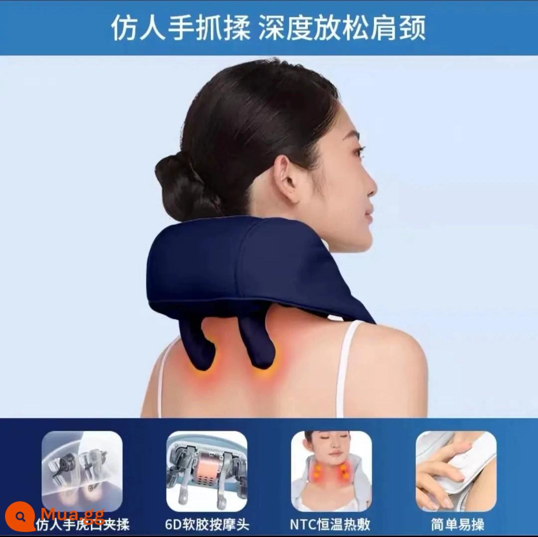 Máy mát xa vai cổ Miaojie R3, máy mát xa cột sống cổ, hình thang, eo, lưng, cổ và vai nhào massage hiện vật đa chức năng - xanh hải quân