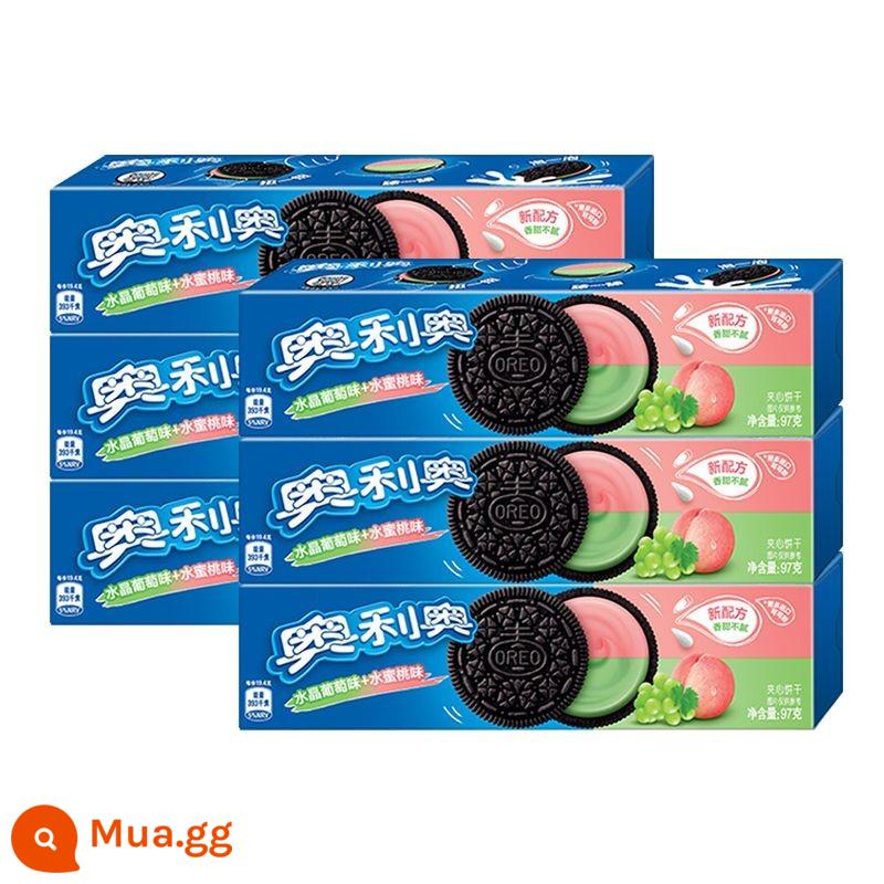 Oreo Original Socola Mỏng Giòn Nhẹ Bánh Sandwich Kem Hoa Anh Đào 97g Bánh Sandwich - [6 hộp] Hương nho và đào 97g