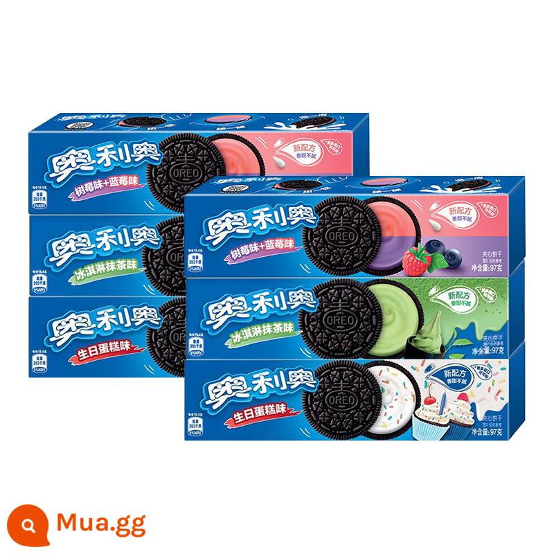 Oreo Original Socola Mỏng Giòn Nhẹ Bánh Sandwich Kem Hoa Anh Đào 97g Bánh Sandwich - [Tổng cộng 6 hộp/giá trị lớn] Kem matcha*2/Quả mâm xôi việt quất*2/Bánh sinh nhật*2