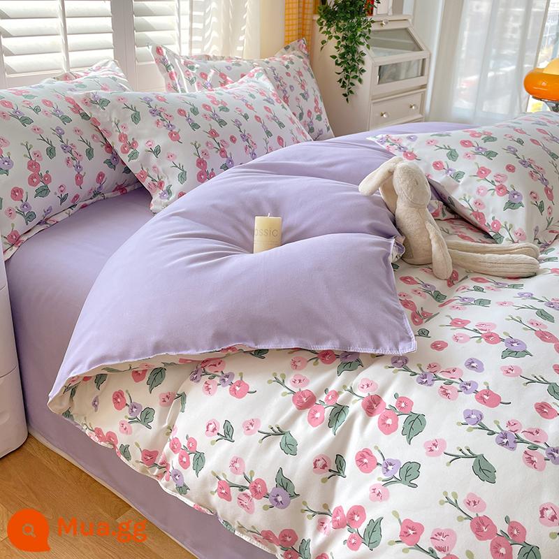 Vỏ chăn một mảnh cotton nguyên chất đơn và đôi mùa thu đông 1,5 mét ký túc xá 150x200x230 vỏ chăn dày chải 180 - rau muống