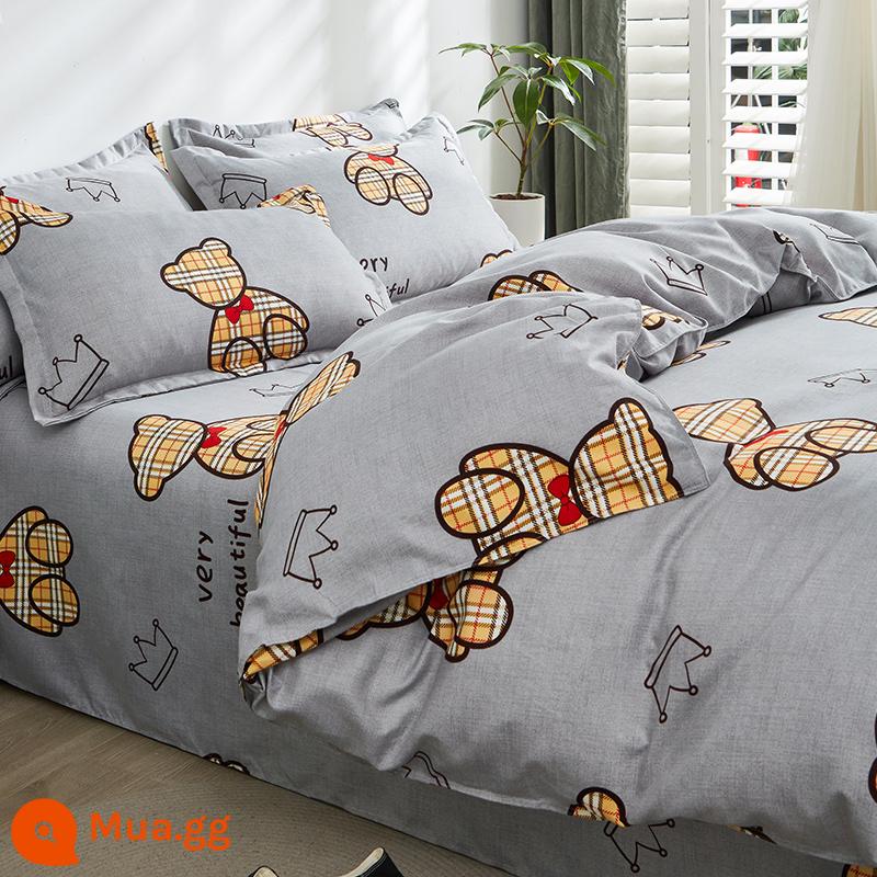 Vỏ chăn một mảnh cotton nguyên chất đơn và đôi mùa thu đông 1,5 mét ký túc xá 150x200x230 vỏ chăn dày chải 180 - gấu hợp thời trang