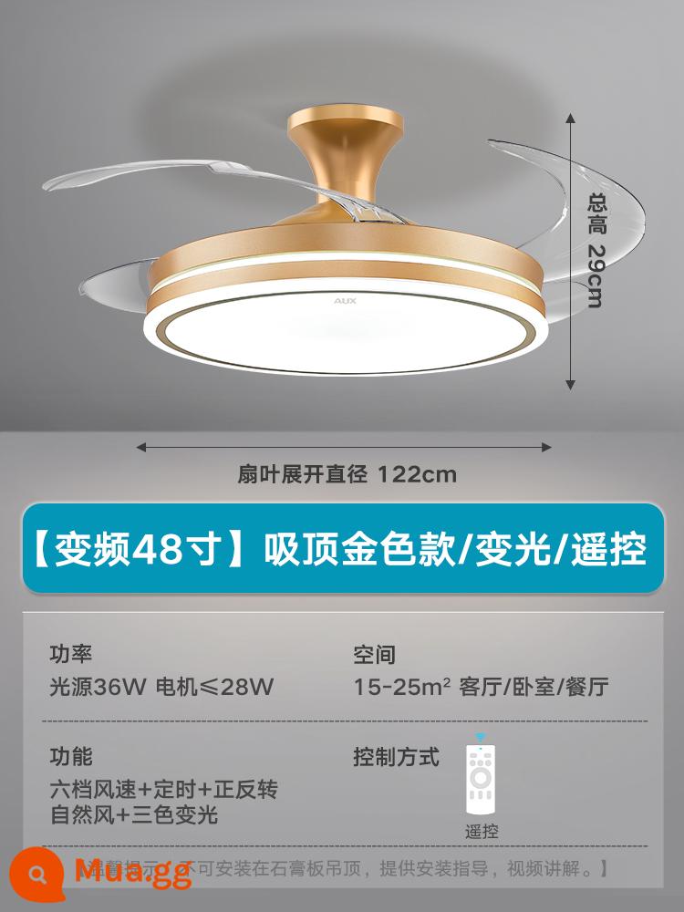 Đèn quạt trần Oaks Đèn quạt trần Phòng ăn Phòng khách Đèn tắt tiếng tại nhà Phòng ngủ hiện đại sang trọng Đèn treo trần tích hợp Đèn quạt trần tích hợp - [Full Spectrum] Vàng 48 inch - tần số thay đổi 6 tốc độ gió - ánh sáng thay đổi - điều khiển từ xa