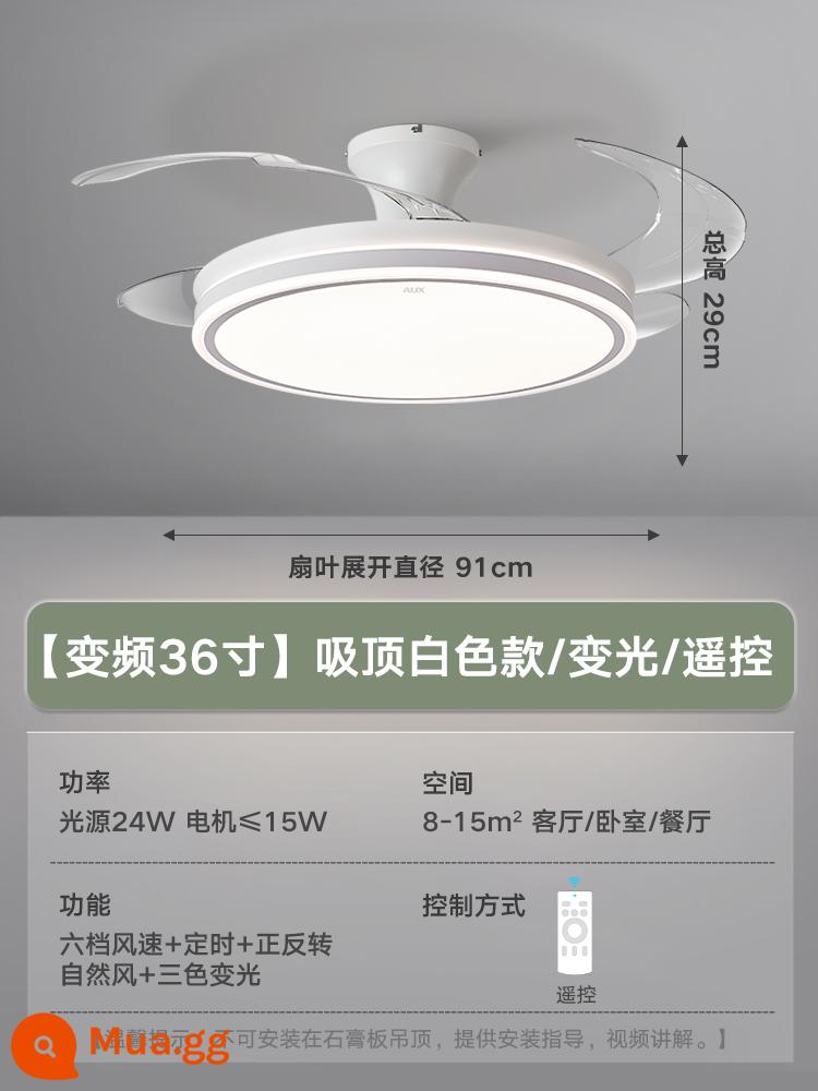 Đèn quạt trần Oaks Đèn quạt trần Phòng ăn Phòng khách Đèn tắt tiếng tại nhà Phòng ngủ hiện đại sang trọng Đèn treo trần tích hợp Đèn quạt trần tích hợp - [Toàn phổ] Trắng 36 inch - gió 6 tốc độ tần số thay đổi - ánh sáng thay đổi - điều khiển từ xa