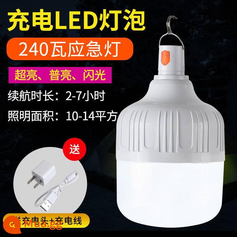 Đức nhập khẩu Ultra -bright LED Sạc bóng đèn ngoài trời Không thấm nước Chợ Night Chợ Chợ Sân và hiện vật của sự cố mất năng lượng tiết kiệm năng lượng hộ gia đình - 240W [Chính hãng] Tặng kèm đầu sạc + cáp sạc