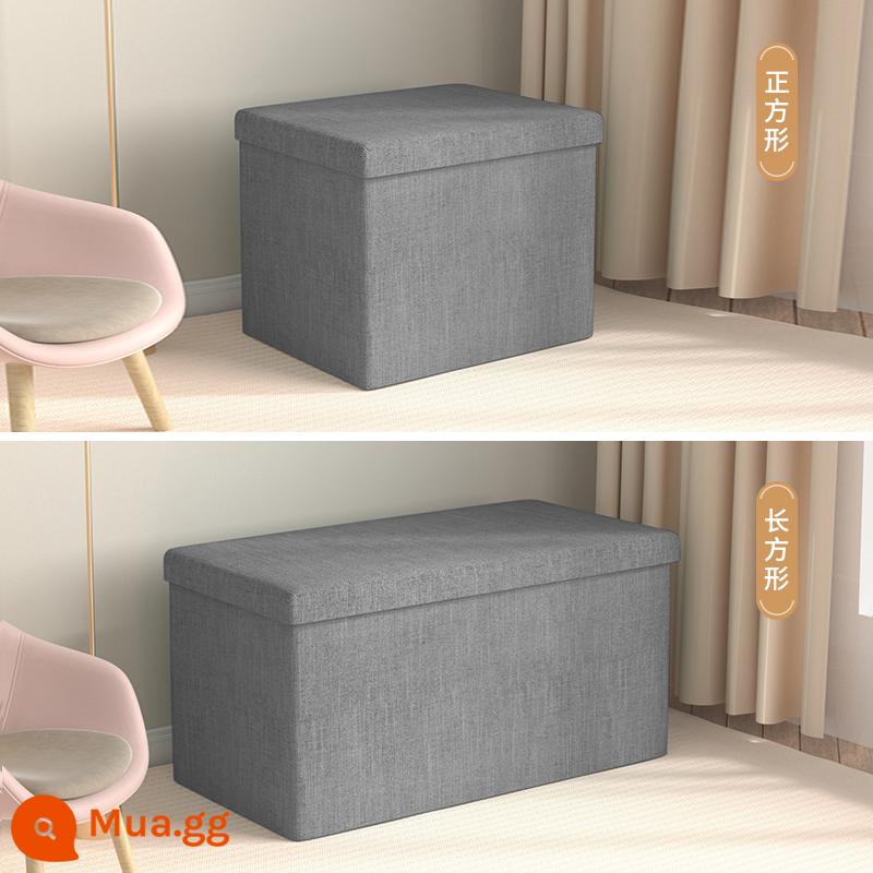 Phân lưu trữ phân lưu trữ phân có thể ngồi sử dụng kép ghế đa năng hình chữ nhật sofa nhỏ hộp lưu trữ hiện vật giày thay đổi phân - Màu xám đậm [cotton và vải lanh chất lượng cao]