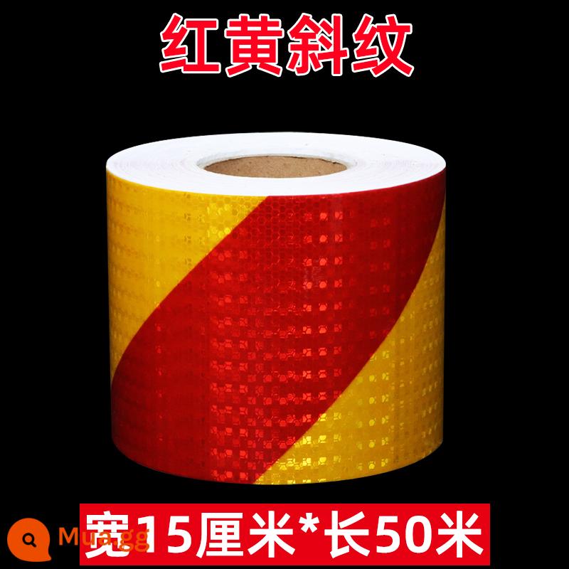 15 cm màu đỏ và trắng twill miếng dán phản quang giao thông ban đêm dấu hiệu cảnh báo chống va chạm nhãn dán dạ quang làm nổi bật băng màu đen và vàng - Ngôi sao sáng đan chéo màu đỏ và vàng-15cm*50 mét