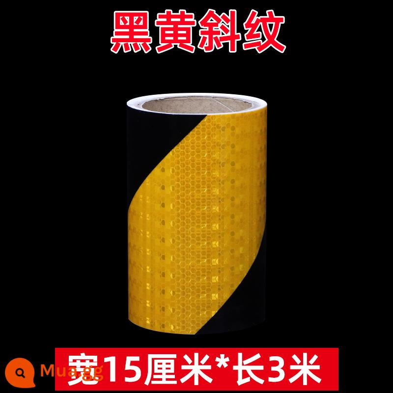 15 cm màu đỏ và trắng twill miếng dán phản quang giao thông ban đêm dấu hiệu cảnh báo chống va chạm nhãn dán dạ quang làm nổi bật băng màu đen và vàng - Ngôi sao sáng đan chéo màu đen và vàng-15cm * 3 mét