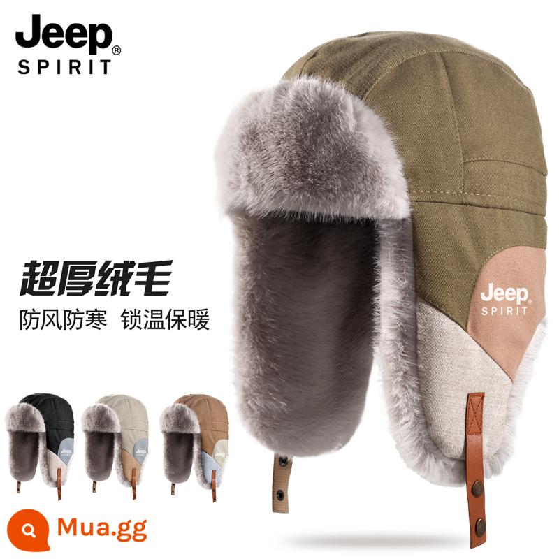 JEEP Mũ Ấm Áp Nam Mùa Đông 2023 Lôi Phong Nón Phi Công Đông Bắc Mũ Lạnh Nữ Bảo Vệ Tai Subzero Chất Chống Đông - 0632 xanh quân đội