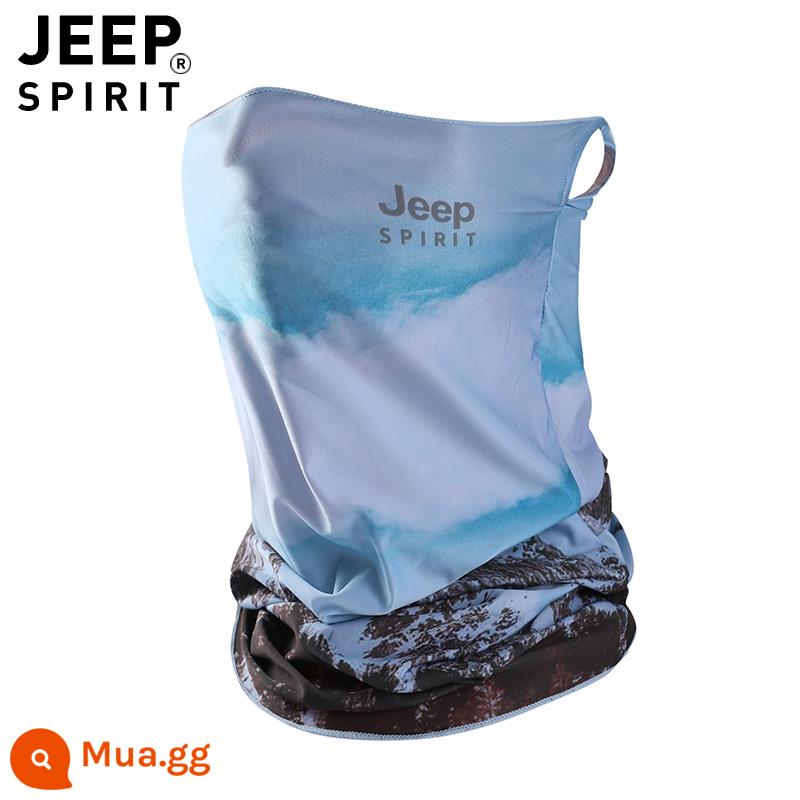 JEEP ice lụa che cổ nam khẩu trang chống nắng toàn mặt cổ chống tia cực tím mùa hè khăn mỏng thể thao khẩu trang nam - Qinghu blue (kiểu móc tai)