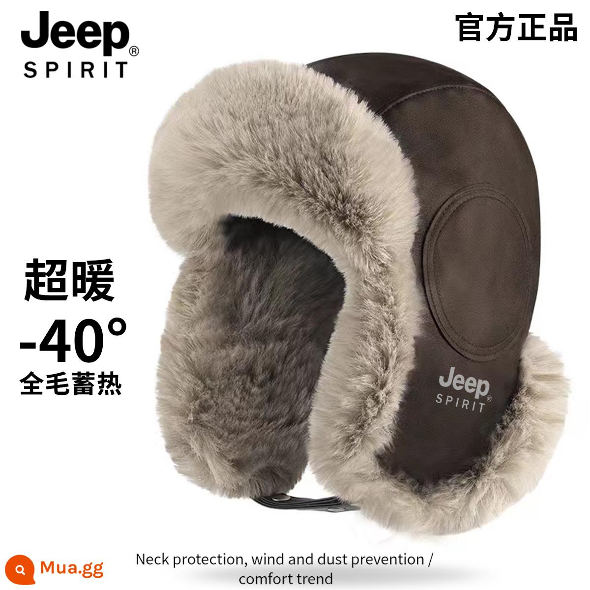 JEEP Mũ Ấm Áp Nam Mùa Đông 2023 Lôi Phong Nón Phi Công Đông Bắc Mũ Lạnh Nữ Bảo Vệ Tai Subzero Chất Chống Đông - 0638 cà phê đen