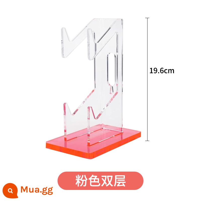 Tay cầm PS5 acrylic khung che bụi kết hợp máy tính để bàn chơi game PS4 2 lớp tay cầm đa năng khung che bụi - Giá đỡ tay cầm hai lớp màu hồng