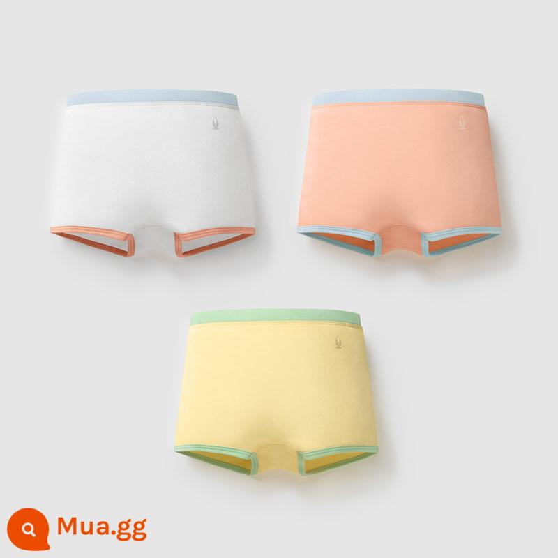 Chuối Quần Lót Trẻ Em 355C Cotton Kháng Khuẩn Boxer Quần Lót Bé Trai Màu Sắc Tương Phản Quần Lót Tam Giác Nữ 3 Cái - [Góc phẳng nữ] Trắng ấm + cam hồng nhạt + vàng phô mai