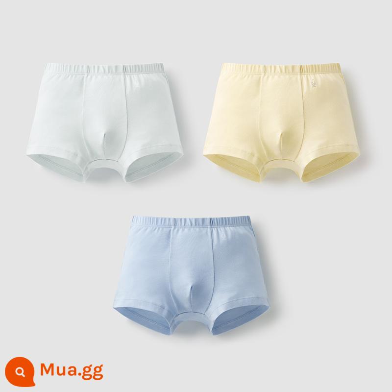 Chuối Quần Lót Trẻ Em 355C Cotton Kháng Khuẩn Boxer Quần Lót Bé Trai Màu Sắc Tương Phản Quần Lót Tam Giác Nữ 3 Cái - [Nam diễn viên] Xanh lông vũ + Vàng lông vũ + Xanh mộng