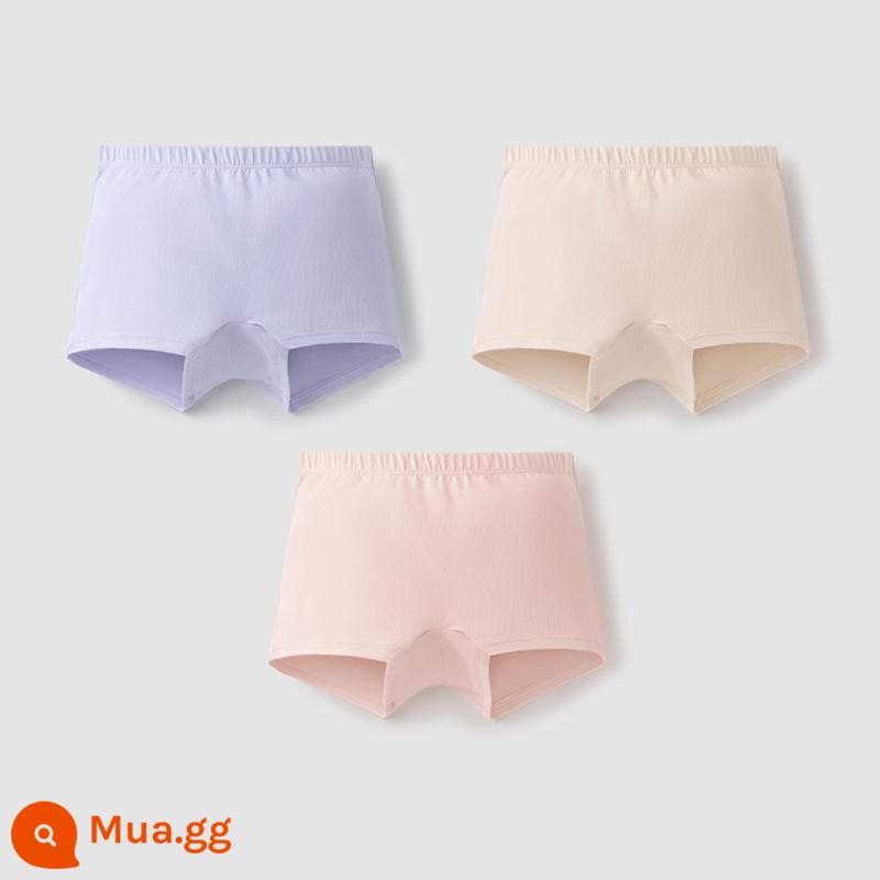 Chuối Quần Lót Trẻ Em 355C Cotton Kháng Khuẩn Boxer Quần Lót Bé Trai Màu Sắc Tương Phản Quần Lót Tam Giác Nữ 3 Cái - [Góc phẳng nữ] Ngọc trai hồng + Da quế + Tím Iceland