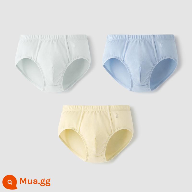 Chuối Quần Lót Trẻ Em 355C Cotton Kháng Khuẩn Boxer Quần Lót Bé Trai Màu Sắc Tương Phản Quần Lót Tam Giác Nữ 3 Cái - [Tam giác nam] Xanh lông vũ + Vàng lông vũ + Xanh mộng mơ