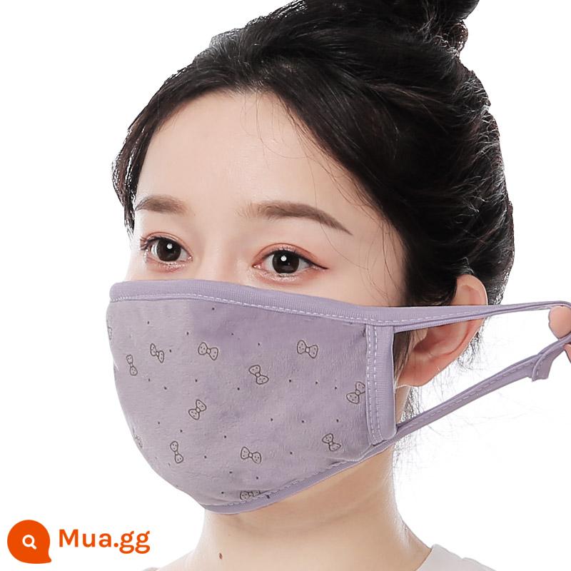 Khẩu trang cotton cho nam mùa đông giữ ấm và chống lạnh Khẩu trang dành cho phụ nữ trưởng thành không bó sát tai phong cách hợp thời trang có thể giặt được chống bụi và thoáng khí - 1 chiếc nơ siêu mềm (màu xám)