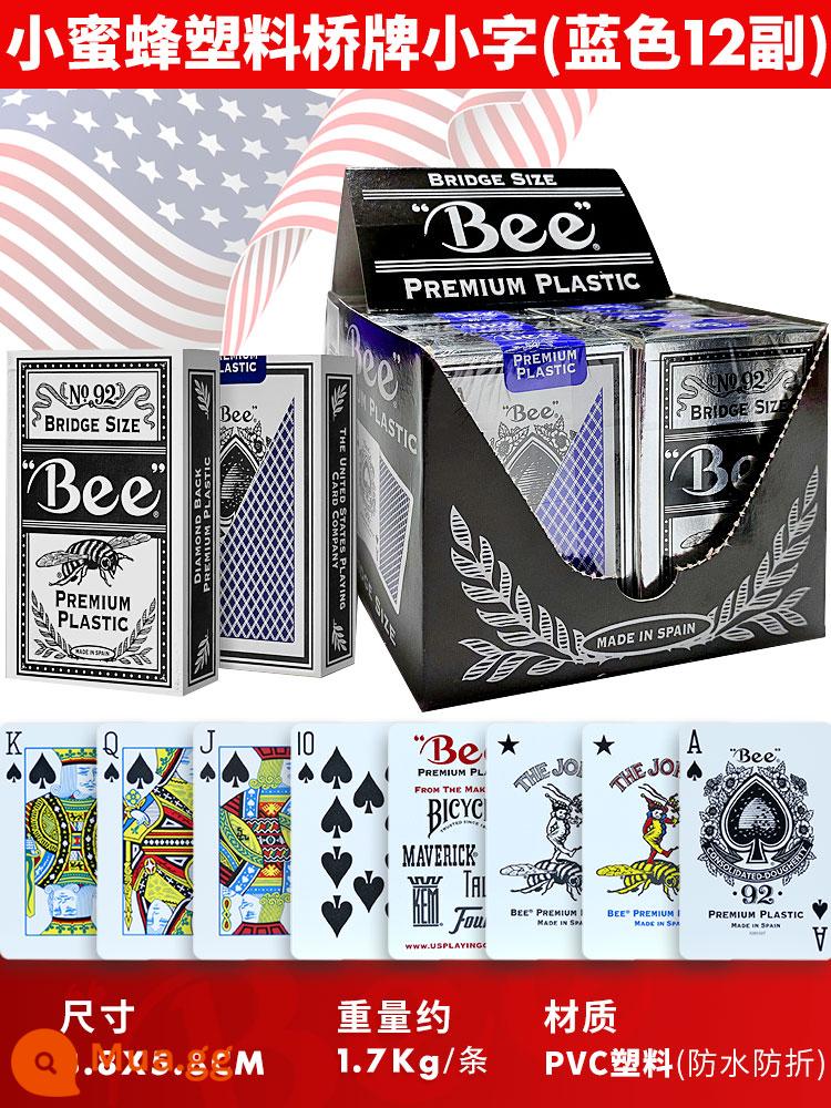 Little bee poker American bee poker cầu trứng 92 trò chơi baccarat cao cấp Texas Công viên đặc biệt - Phiên bản thu hẹp của chữ nhỏ bằng nhựa màu xanh, 12 cặp mỗi mảnh