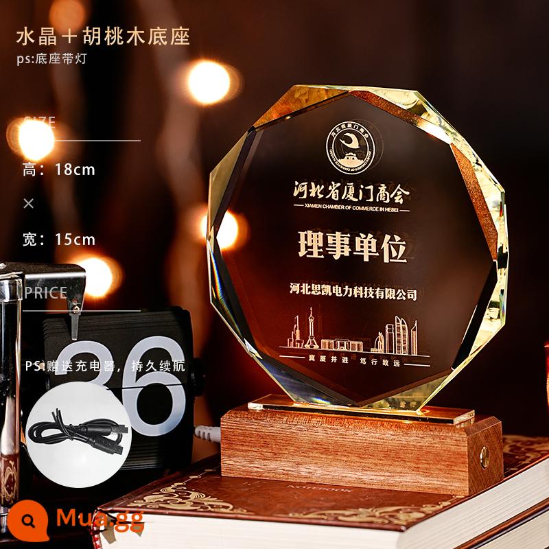 Crystal Trophy Tùy chỉnh Xiaohongshu Creative Creative Night Lantern Talent Công ty tùy chỉnh Hội nghị thường niên Giải thưởng lưu niệm - 01. Pha lê dạ quang hình bát giác [cáp sạc miễn phí]