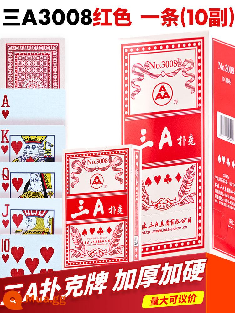 3a poker dày và cứng poker dành cho người lớn poker chính hãng bán buôn Doudizhu sáng tạo thẻ chơi nhân vật lớn 10 đôi - Ba chiếc A3008 đỏ 10 đôi