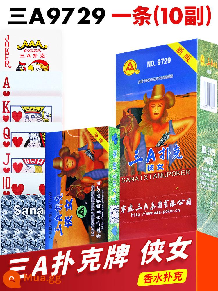 3a poker dày và cứng poker dành cho người lớn poker chính hãng bán buôn Doudizhu sáng tạo thẻ chơi nhân vật lớn 10 đôi - Ba A9729 10 đôi (Xia Nu Poker)