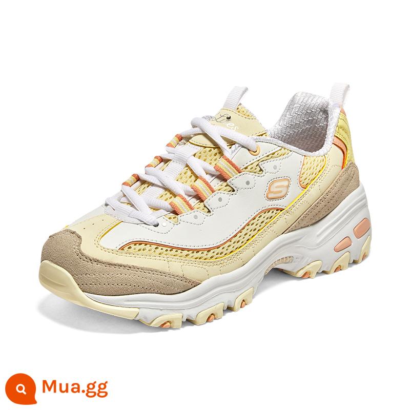 Skechers SKECHERS trà sữa gấu mùa thu đông 2022 mới bố giày nữ tăng chiều cao Plus nhung thể thao thường ngày - YLMT Vàng/Nhiều màu - Phong cách mùa hè thoáng mát - Gấu Trắng Nhỏ