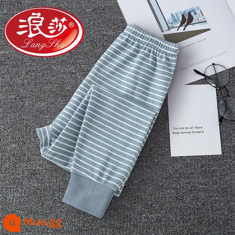 Quần vệ sinh bé trai cotton nguyên chất mặc trong nhà quần đơn ấm áp cho trẻ em cỡ vừa và lớn quần len cotton cho trẻ em quần pyjama bé trai - Màu chì