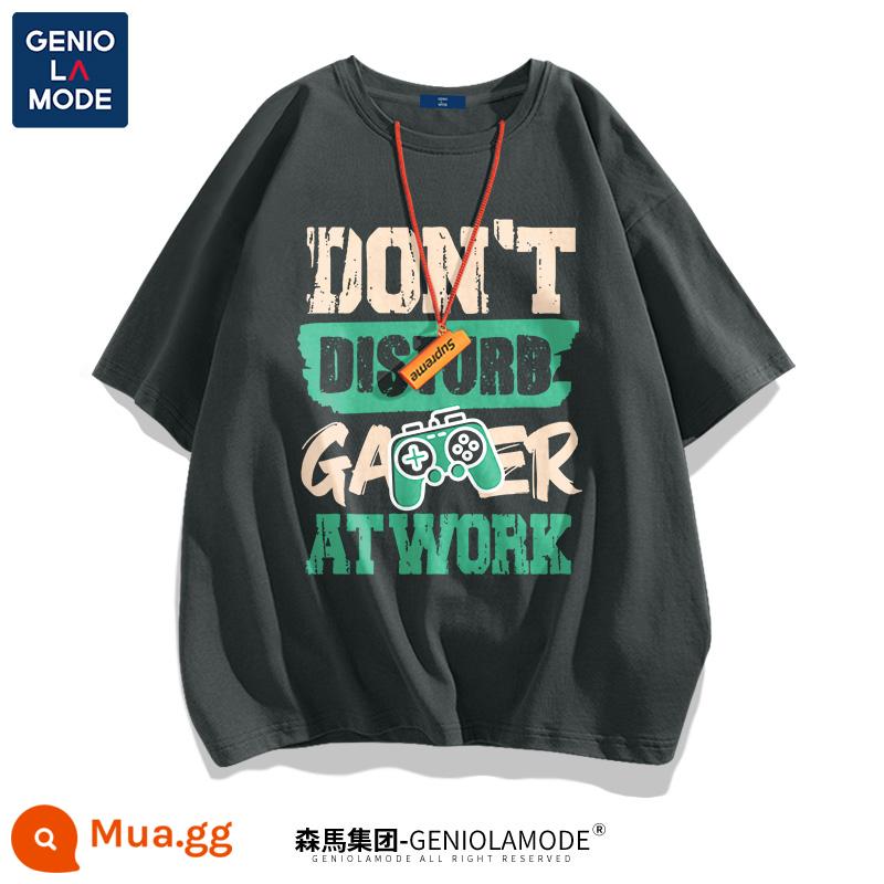 Semir Group GENIOLAMODE ngắn tay phong cách đường phố nam mùa hè cotton rộng bên trong Áo thun nam theo xu hướng - Xám đậm (Trò chơi Không làm phiền)