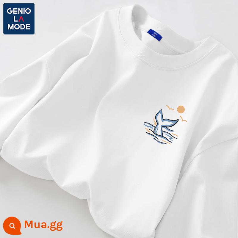 Semir Nhóm GENIOLAMODE Áo thun nam dài tay nam thu đông nguyên chất cotton quần áo bé trai đáy áo sơ mi cao cấp - Trắng (dấu đuôi cá heo z)