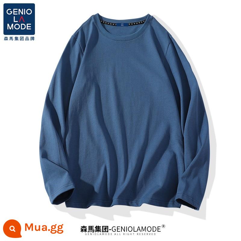 Semir Group GENIOLAMODE áo sơ mi có đáy trong mùa xuân và mùa thu nam cotton nguyên chất áo thun nam màu trơn dài tay mẫu nam - Azure (trống)