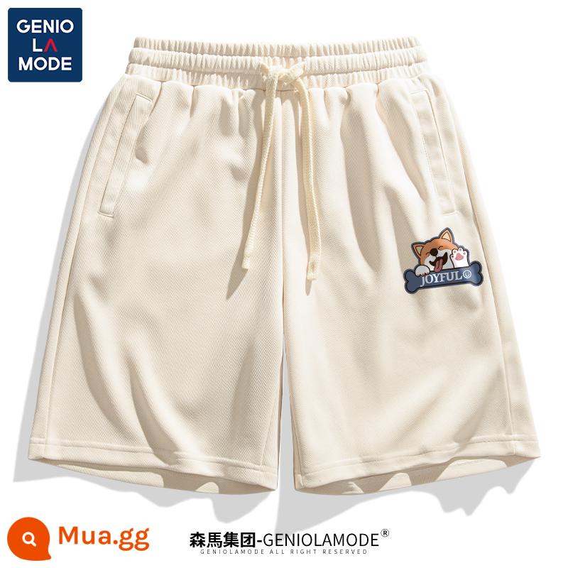 Tập đoàn Semir GENIOLAMODE quần short nam học sinh trung học thể thao Nhật Bản nặng mùa hè bóng rổ nam quần năm điểm - Màu be nhạt (nhãn hiệu quần Happy Corgi)