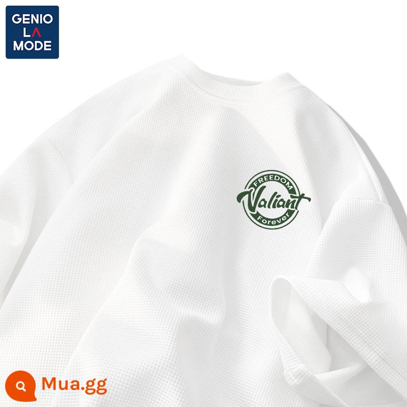 Semir Group GENIOLAMODE triều thương hiệu T-shirt nam mùa hè tuổi teen nam sinh viên waffle nam ngắn tay - [Tay ngắn] Trắng (logo ngực xanh anh hùng)