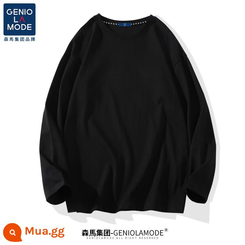 Semir Group GENIOLAMODE áo sơ mi có đáy trong mùa xuân và mùa thu nam cotton nguyên chất áo thun nam màu trơn dài tay mẫu nam - đen (trống)