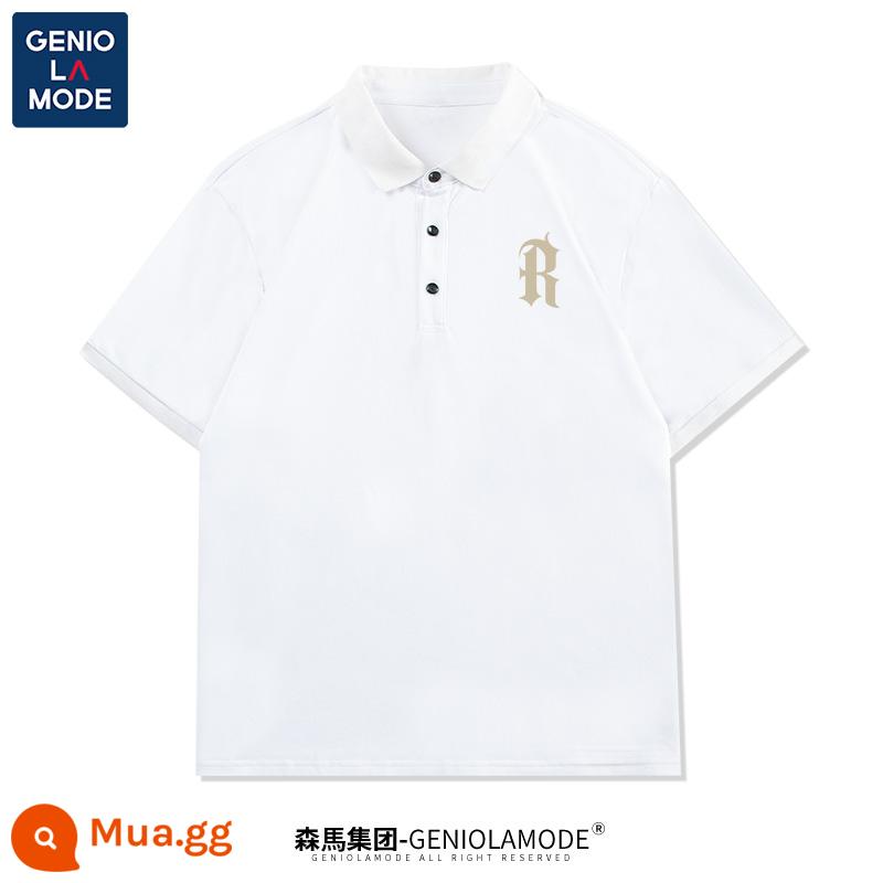 Semir Group GENIOLAMODE áo sơ mi nam ngắn tay áo sơ mi nam mùa hè nam vai bé trai Áo thun thủy triều - Màu trắng (logo ngực phông chữ cổ điển)