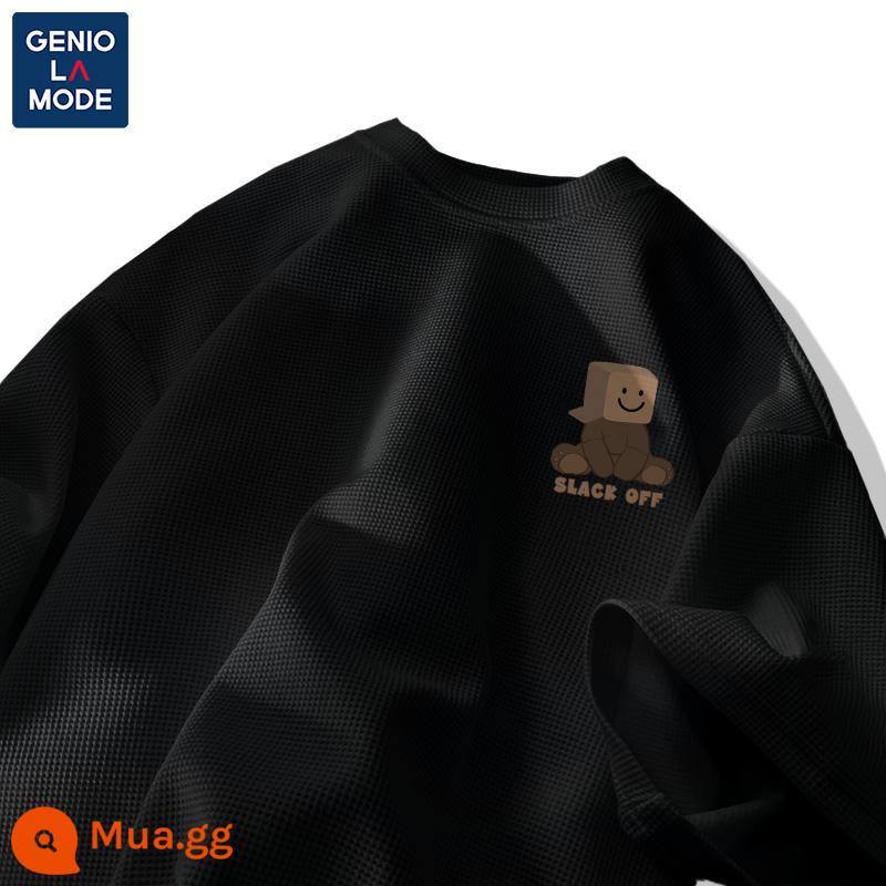 Semir Group GENIOLAMODE triều thương hiệu T-shirt nam mùa hè tuổi teen nam sinh viên waffle nam ngắn tay - [Tay ngắn] Đen (Logo ngực hộp gấu)