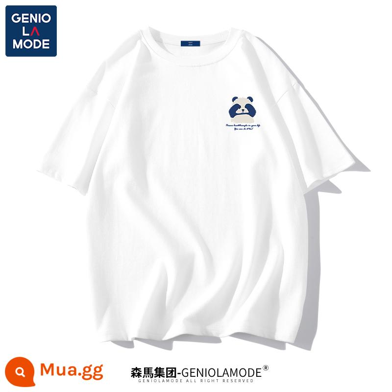 Semir Group GENIOLAMODE Áo thun gấu trúc nam nhanh khô nam lụa băng cao cấp mỏng mát mùa hè ngắn tay - Màu trắng (logo ngực Mr. Panda)