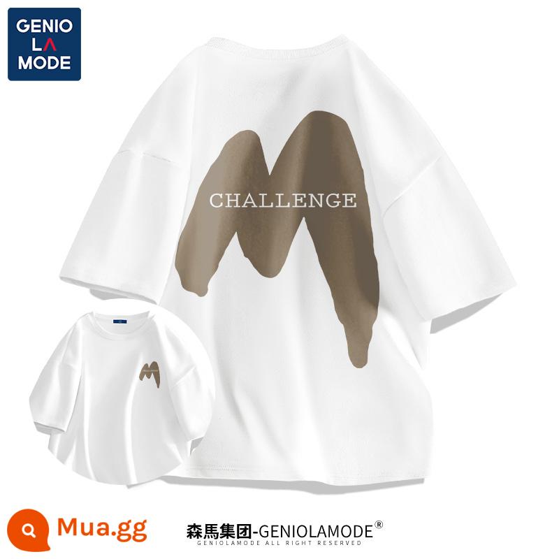 Semir Group GENIOLAMODE Áo thun cotton nam ngắn tay đường phố mùa hè dành cho nam hợp thời trang dành cho nam - Màu trắng (nhãn ngực khổng lồ_nhãn lưng lớn um)