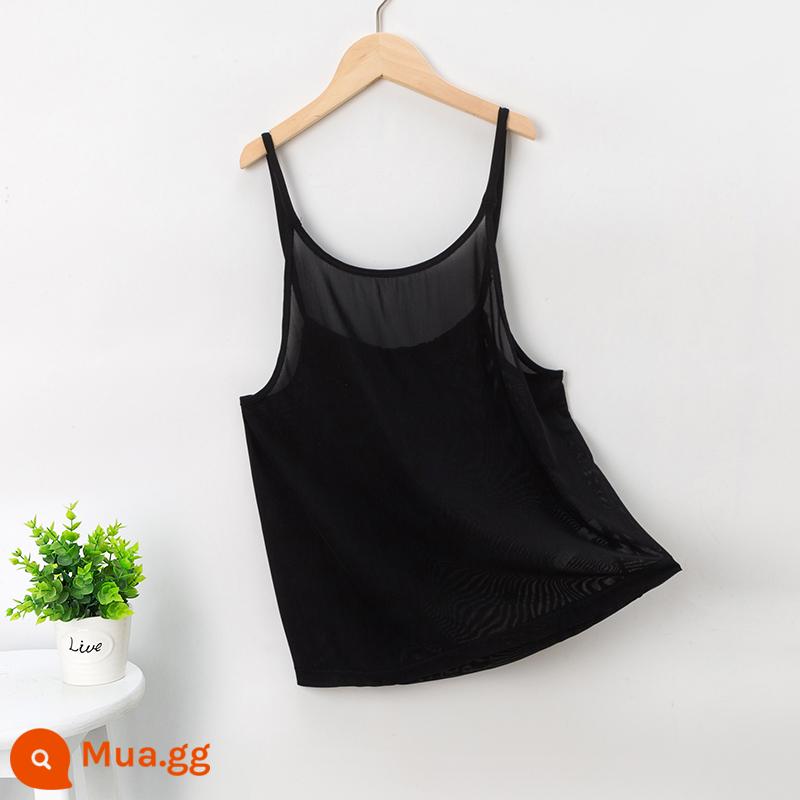 Áo yoga nữ lưới thể thao màu đỏ áo địu hở lưng lưng lưới đẹp mặc bên ngoài vest thể dục mùa hè phần mỏng - đen